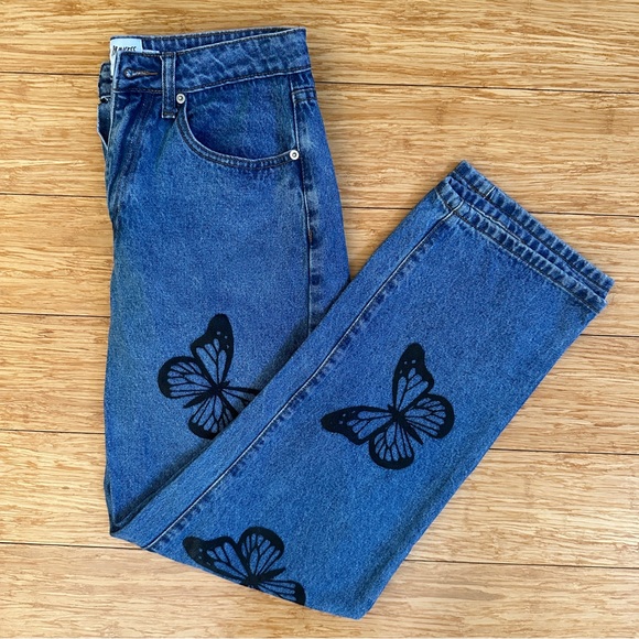 Princess Polly Women's Denim Butterfly Straight Leg Jeans Size 6 - Picture 4 of 11